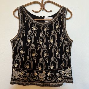 Vintage “Papell Boutique” Silk Embroidered and Beaded Top